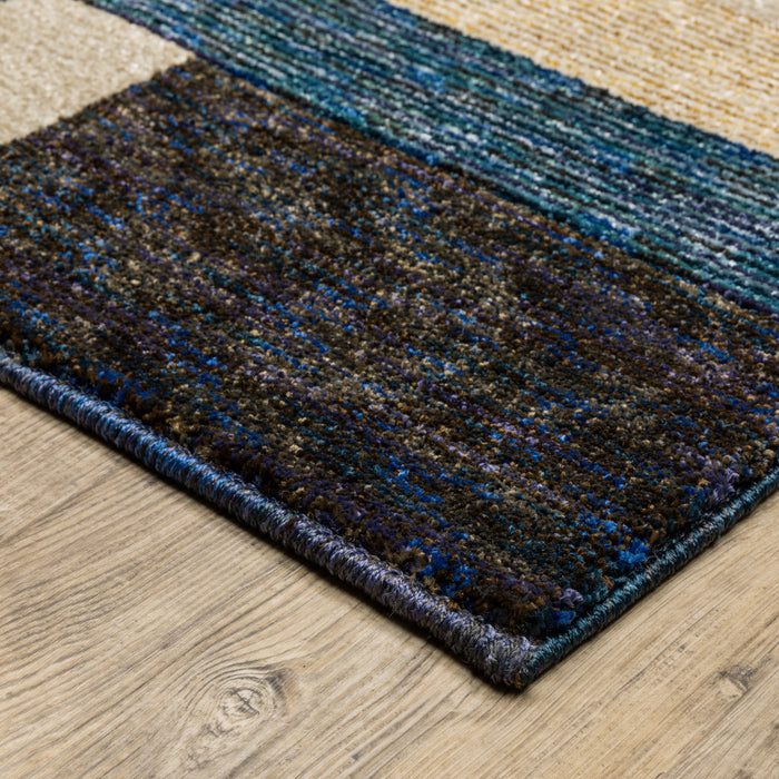 5' X 7' Blue and Beige Geometric Power Loom Area Rug