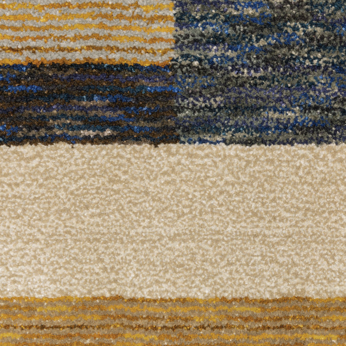 8' X 11' Blue and Beige Geometric Power Loom Area Rug