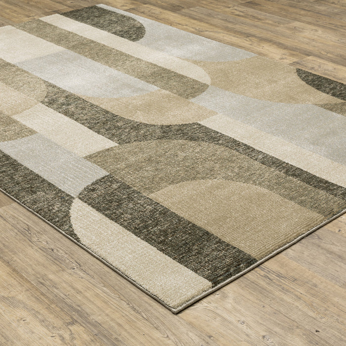 8' X 11' Brown and Ivory Geometric Power Loom Area Rug