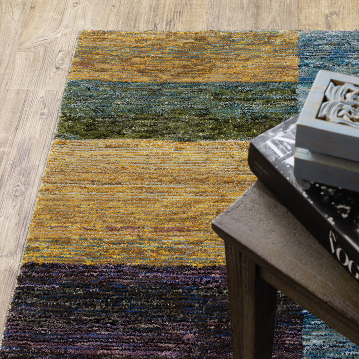 9' X 12' Purple and Red Geometric Power Loom Area Rug