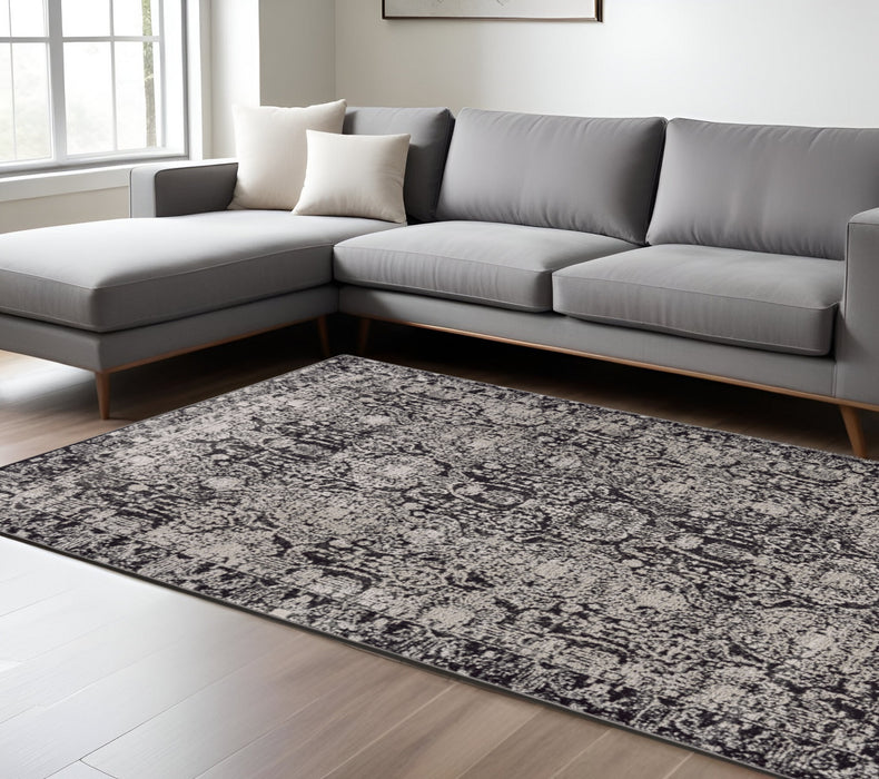 5' X 8' Gray And Ivory Abstract Stain Resistant Area Rug