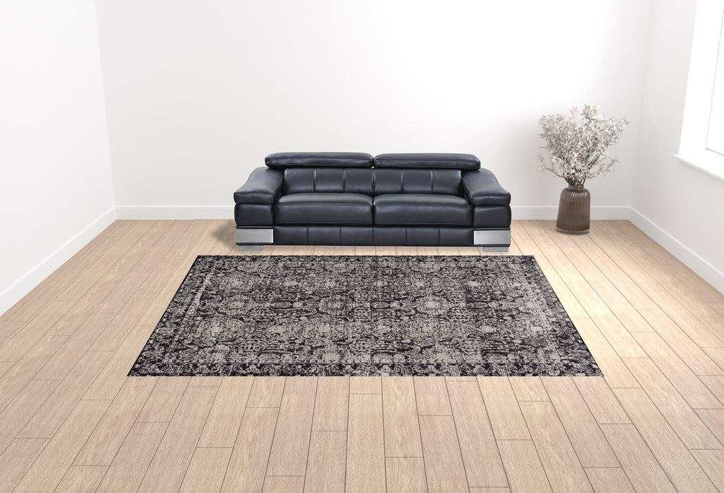 5' X 8' Gray And Ivory Abstract Stain Resistant Area Rug