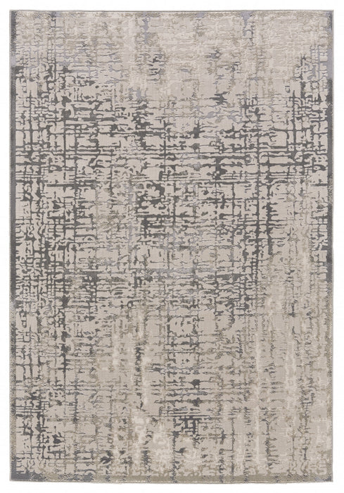 5' X 8' Gray And Ivory Abstract Stain Resistant Area Rug