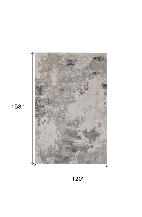 5' X 8' Ivory And Gray Abstract Stain Resistant Area Rug