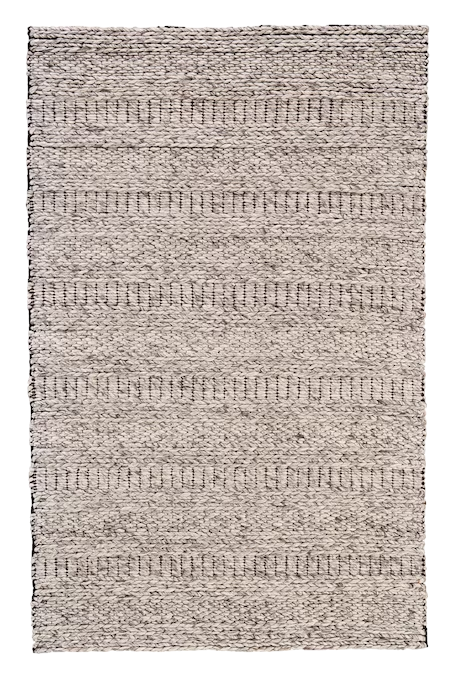 5' X 8' Gray and Ivory Wool Hand Woven Area Rug