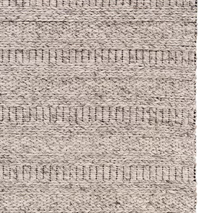 5' X 8' Gray and Ivory Wool Hand Woven Area Rug