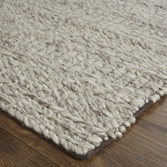 5' X 8' Gray and Ivory Wool Hand Woven Area Rug