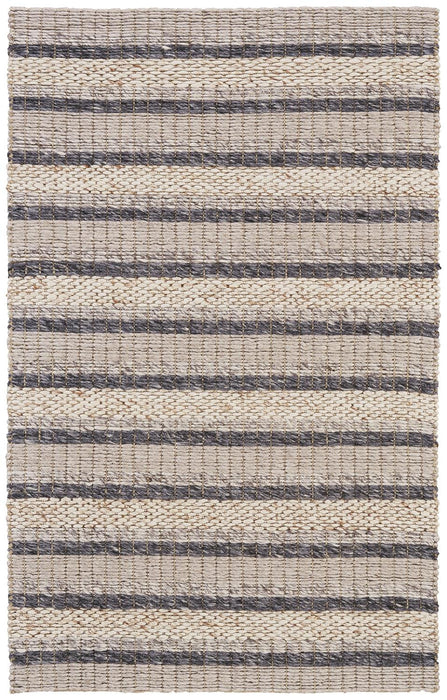 4' X 6' Gray and Ivory Wool Hand Woven Area Rug