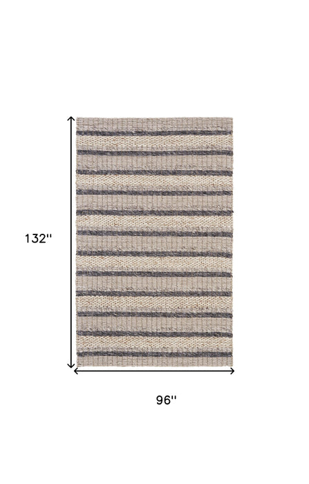 4' X 6' Gray and Ivory Wool Hand Woven Area Rug