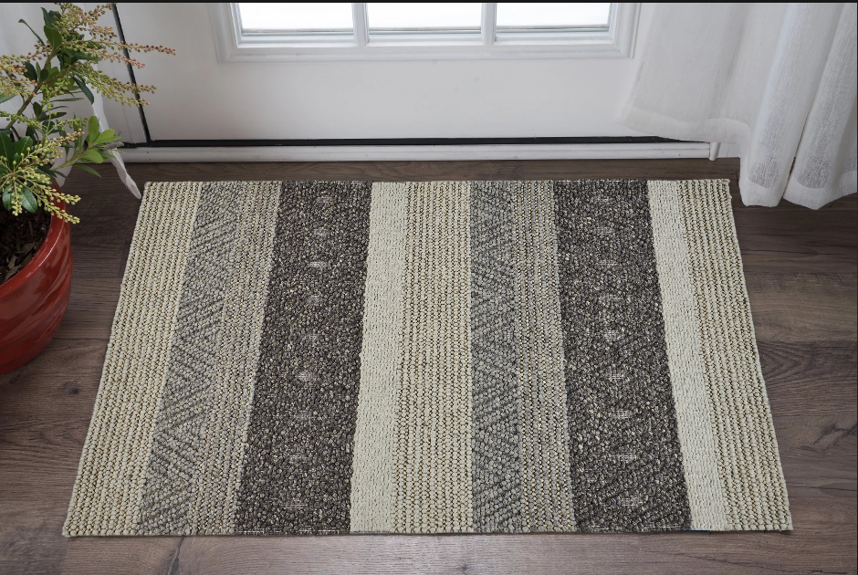 10' X 13' Gray Wool Floral Hand Woven Area Rug