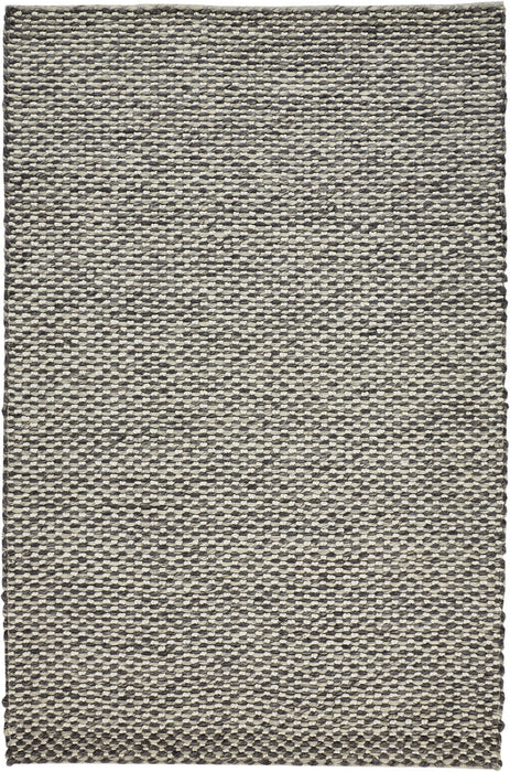 5' X 8' Gray and Ivory Wool Floral Hand Woven Area Rug