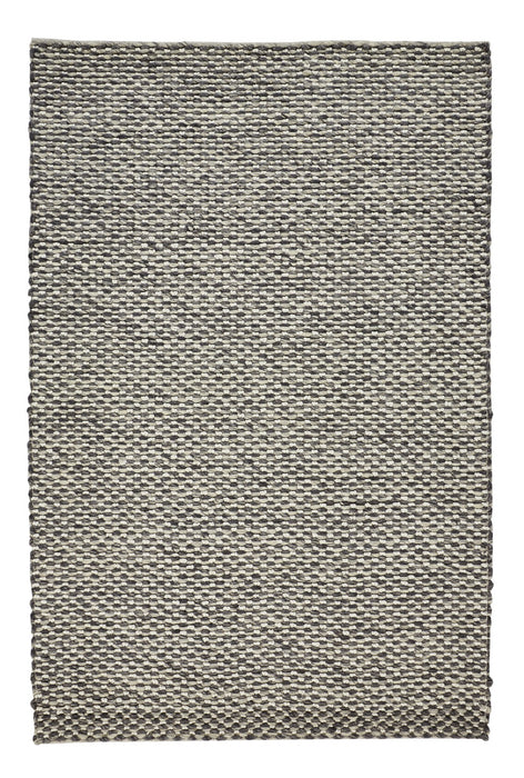 5' X 8' Gray and Ivory Wool Floral Hand Woven Area Rug