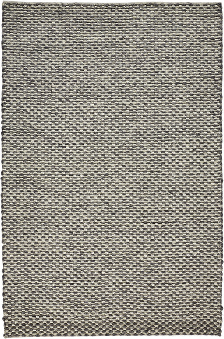 5' X 8' Gray and Ivory Wool Floral Hand Woven Area Rug