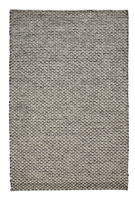 5' X 8' Gray and Ivory Wool Floral Hand Woven Area Rug