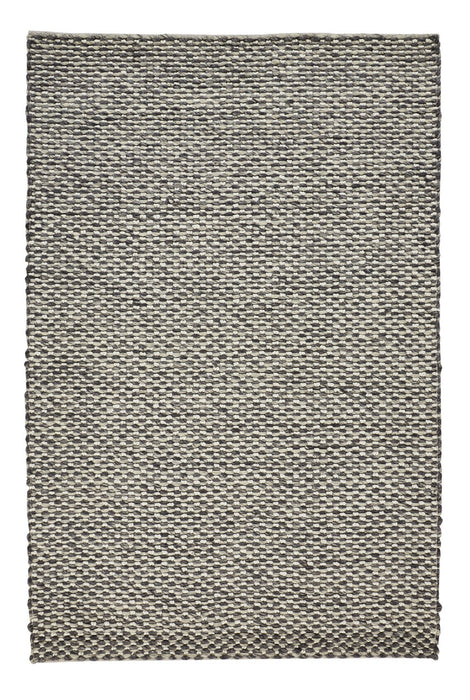 5' X 8' Gray and Ivory Wool Floral Hand Woven Area Rug