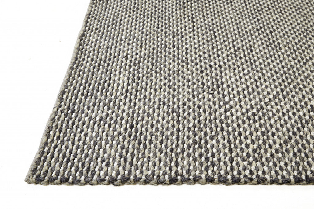 5' X 8' Gray and Ivory Wool Floral Hand Woven Area Rug