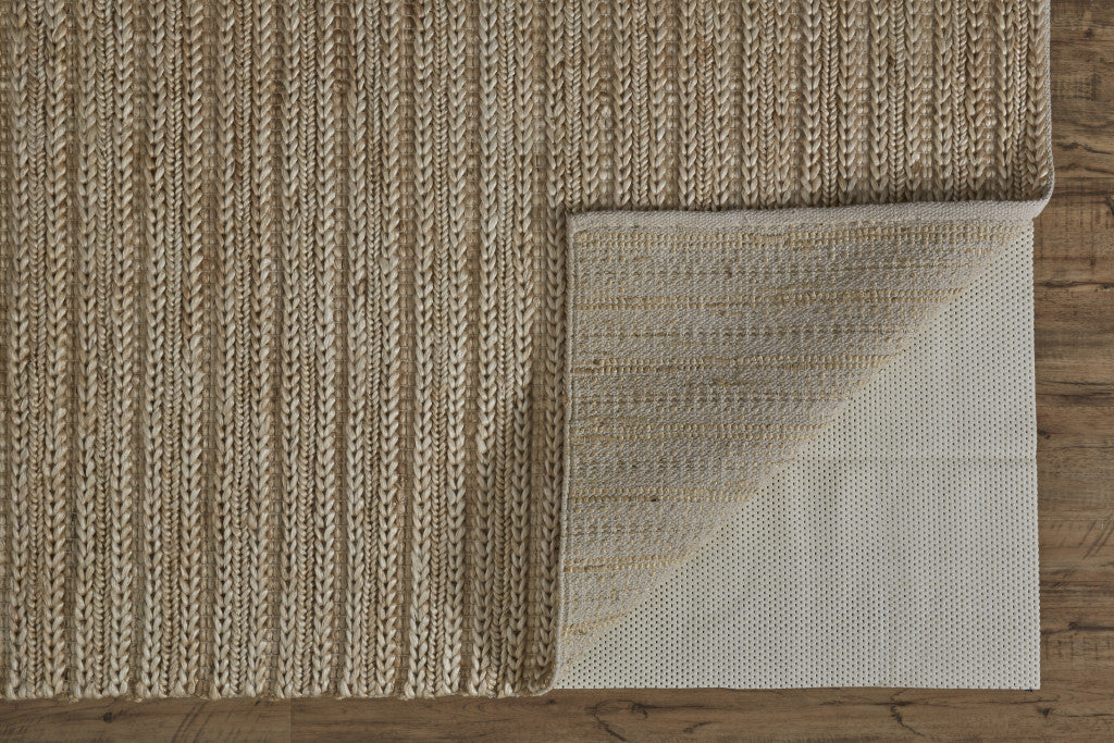 5' X 8' Tan Ivory And Taupe Hand Woven Area Rug