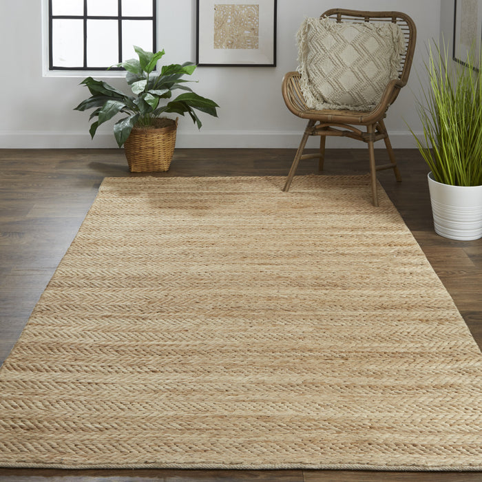 5' X 8' Tan And Gray Hand Woven Area Rug