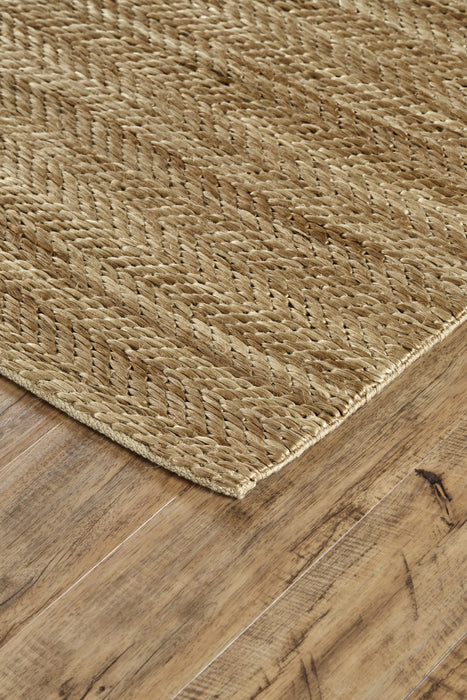 5' X 8' Tan And Gray Hand Woven Area Rug