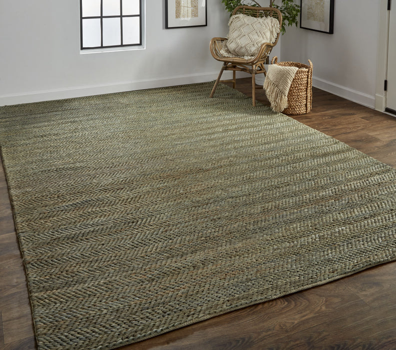 5' X 8' Tan And Gray Hand Woven Area Rug