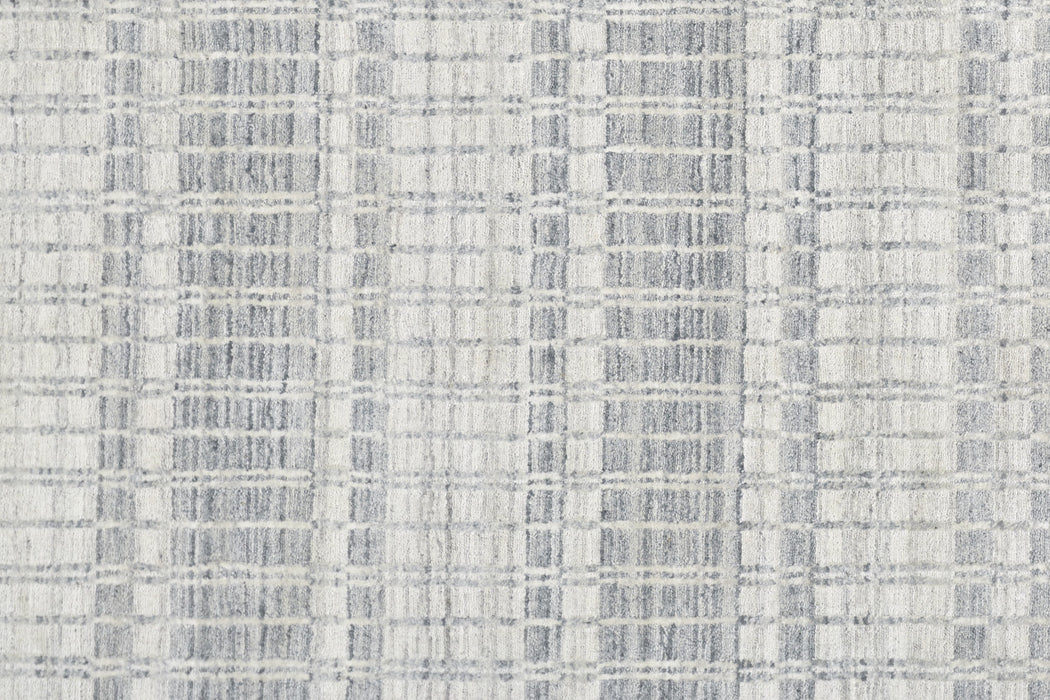 5' X 8' Blue Gray And Ivory Striped Hand Woven Area Rug