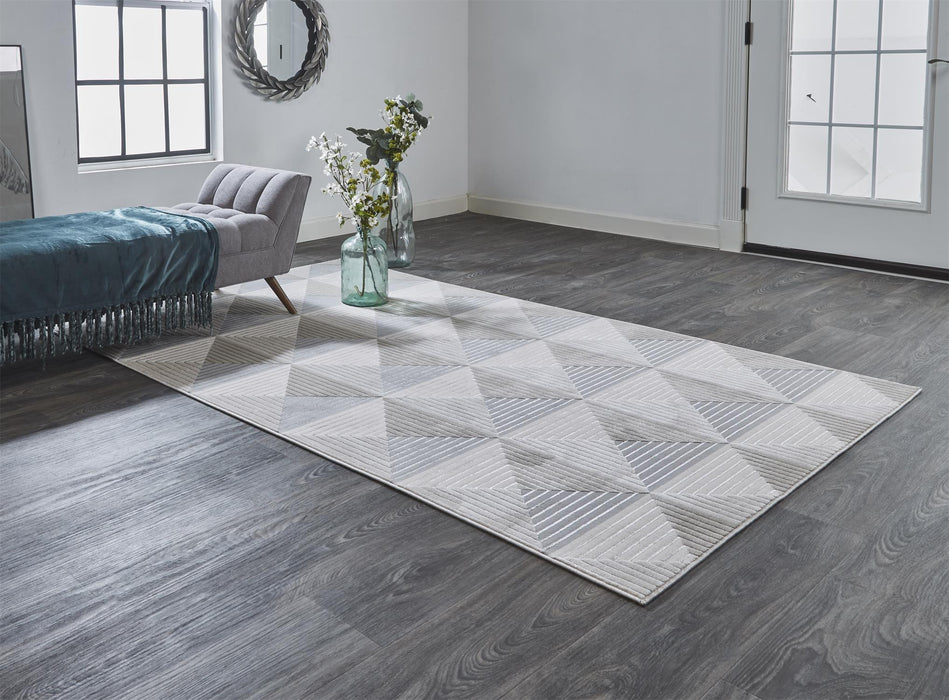 4' X 6' Beige Gray And Ivory Geometric Area Rug