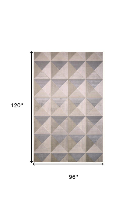 4' X 6' Beige Gray And Ivory Geometric Area Rug