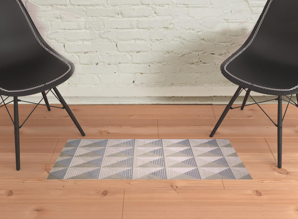 4' X 6' Beige Gray And Ivory Geometric Area Rug