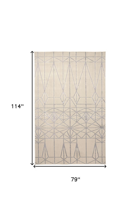 4' X 6' Gray and White Geometric Non Skid Area Rug