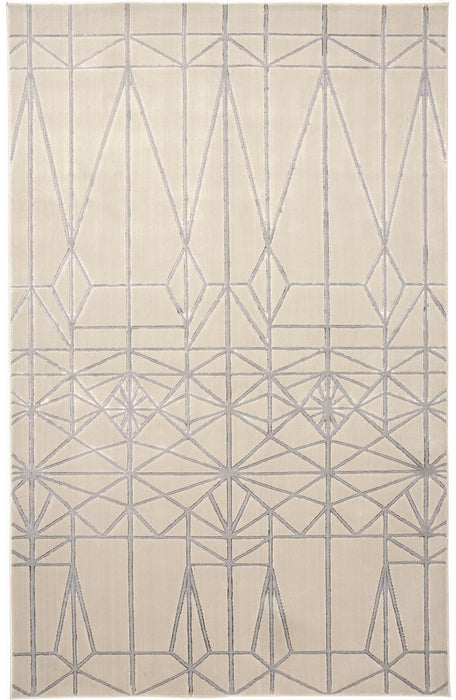 4' X 6' Gray and White Geometric Non Skid Area Rug