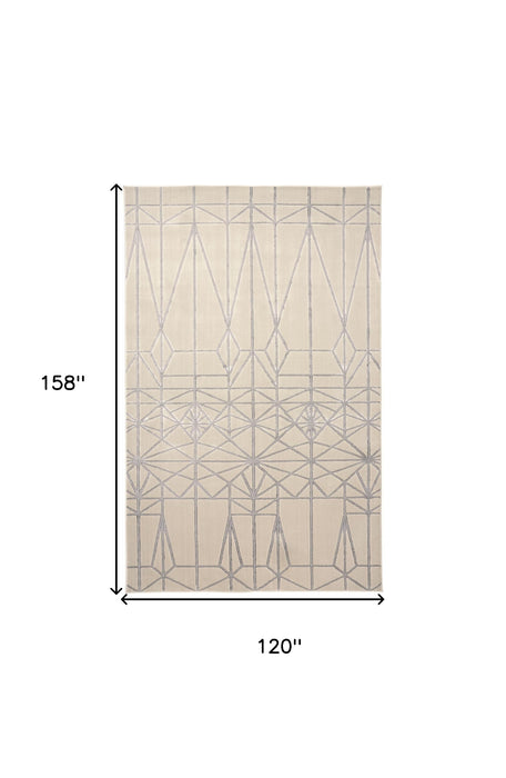 4' X 6' Gray and White Geometric Non Skid Area Rug