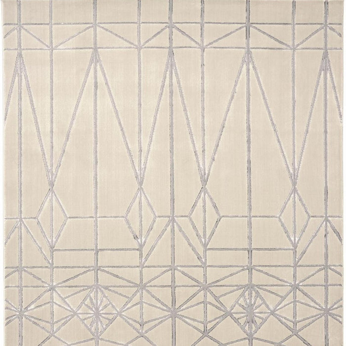 4' X 6' Gray and White Geometric Non Skid Area Rug