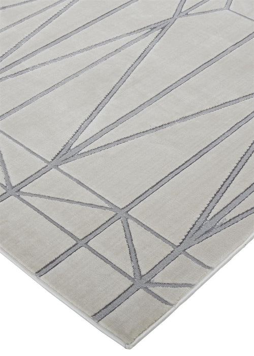 4' X 6' Gray and White Geometric Non Skid Area Rug