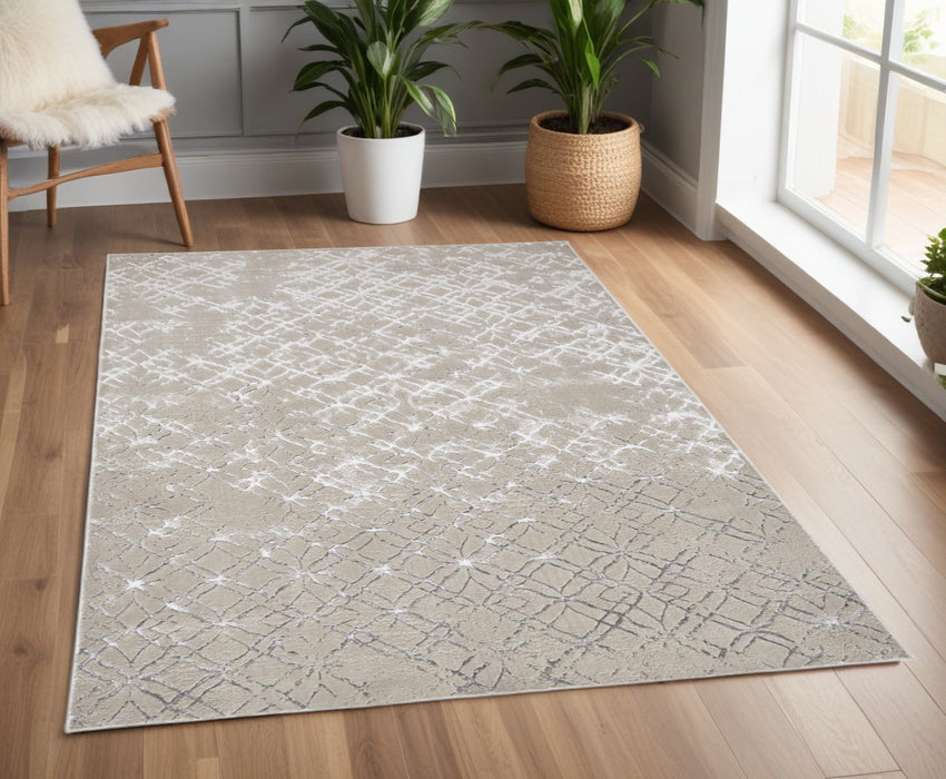 4' X 6' Silver and Gray Abstract Non Skid Area Rug