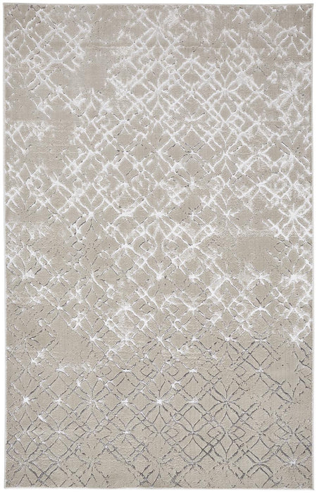 4' X 6' Silver and Gray Abstract Non Skid Area Rug