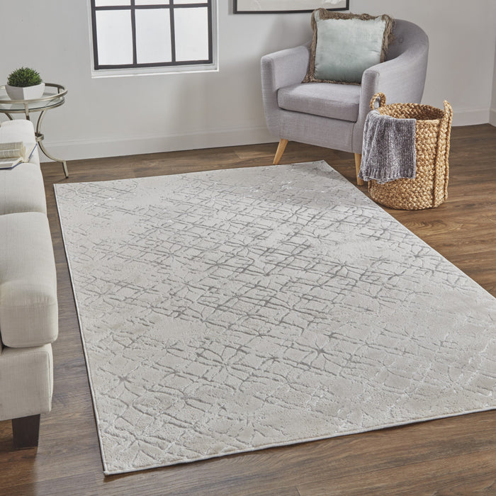 4' X 6' Silver and Gray Abstract Non Skid Area Rug