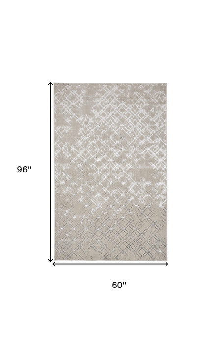 4' X 6' Silver and Gray Abstract Non Skid Area Rug