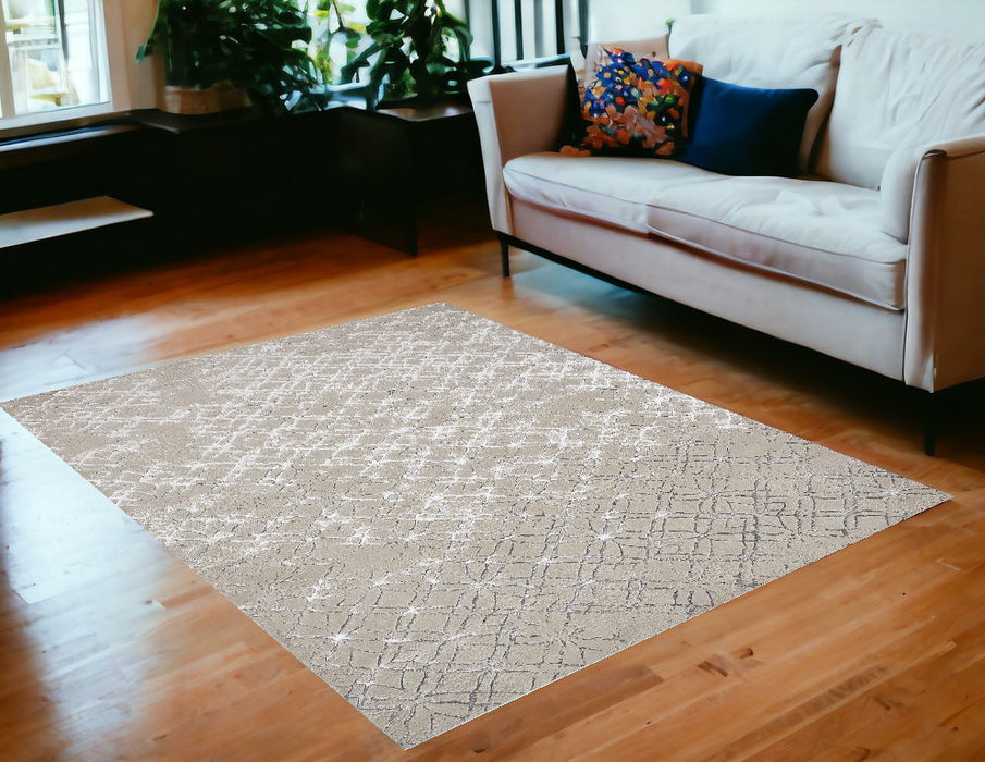 4' X 6' Silver and Gray Abstract Non Skid Area Rug