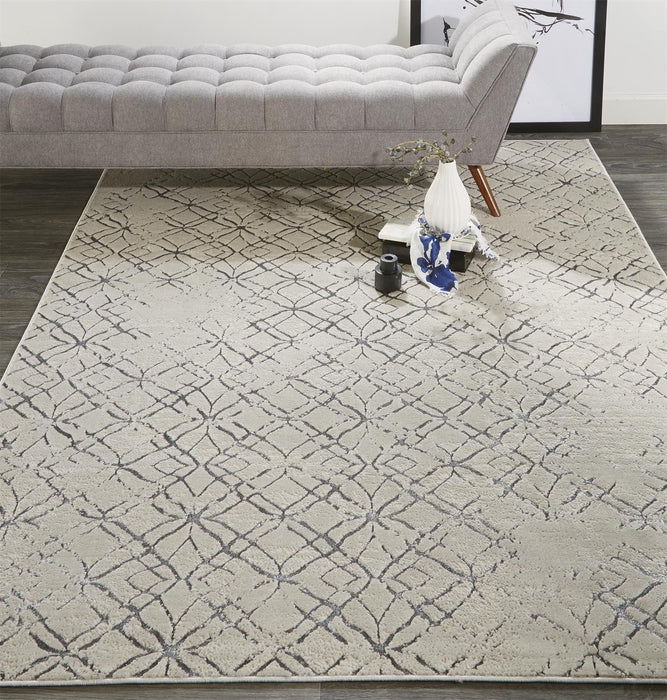 4' X 6' Silver and Gray Abstract Non Skid Area Rug