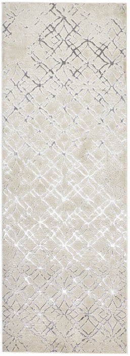 4' X 6' Silver and Gray Abstract Non Skid Area Rug