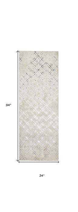 4' X 6' Silver and Gray Abstract Non Skid Area Rug