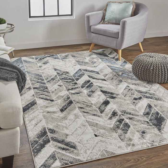 4' X 6' Gray and Black Geometric Non Skid Area Rug