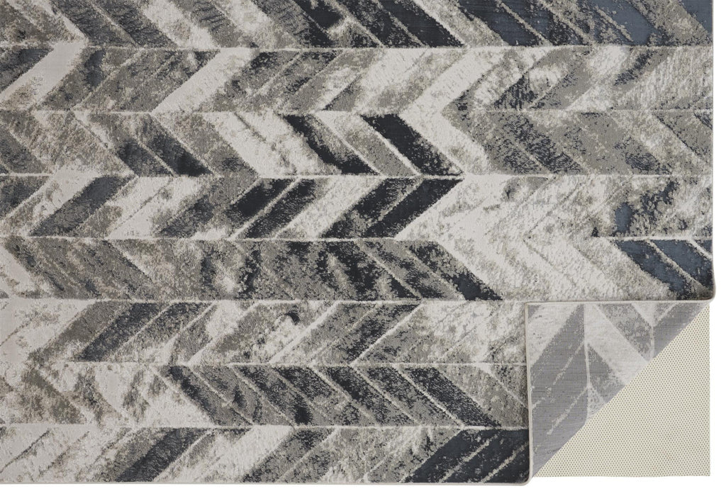 4' X 6' Gray and Black Geometric Non Skid Area Rug