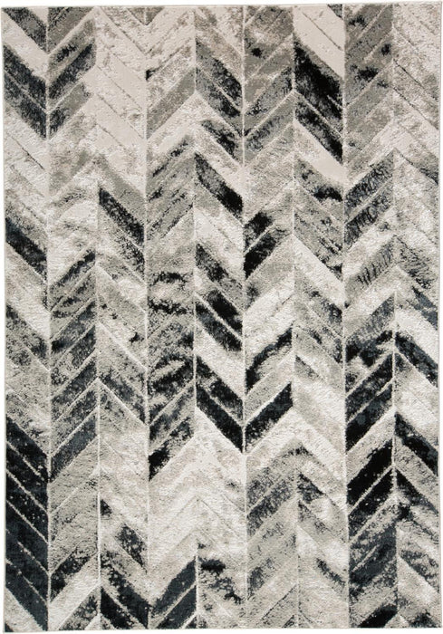 4' X 6' Gray and Black Geometric Non Skid Area Rug