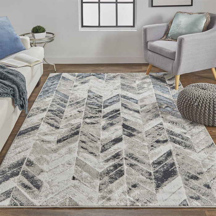 4' X 6' Gray and Black Geometric Non Skid Area Rug