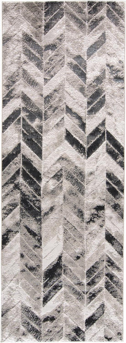 4' X 6' Gray and Black Geometric Non Skid Area Rug