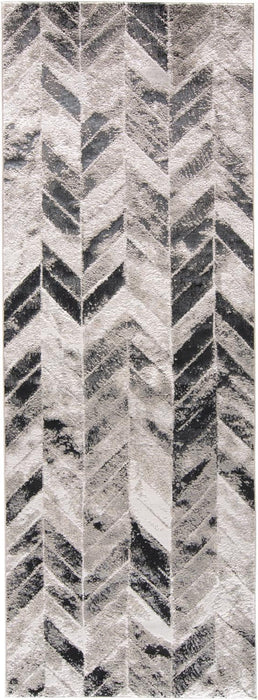 4' X 6' Gray and Black Geometric Non Skid Area Rug