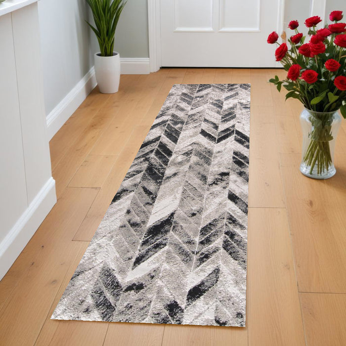 4' X 6' Gray and Black Geometric Non Skid Area Rug