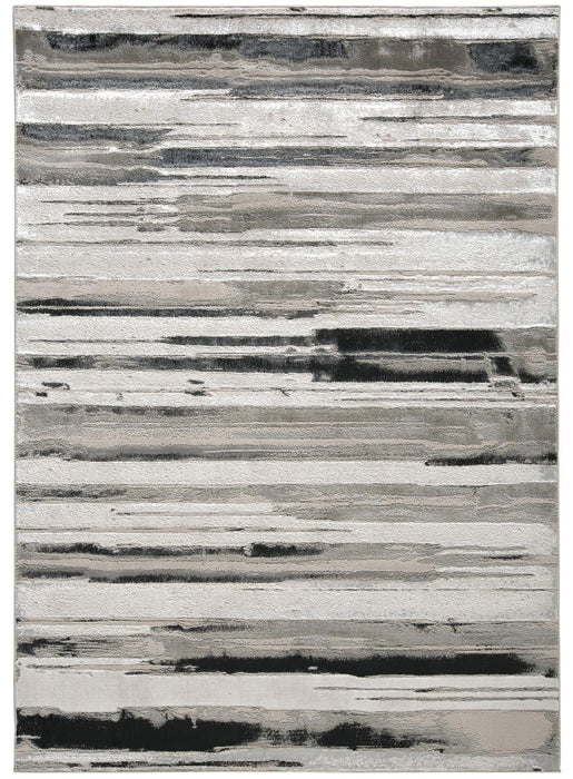 4' X 6' Black and Silver Abstract Non Skid Area Rug