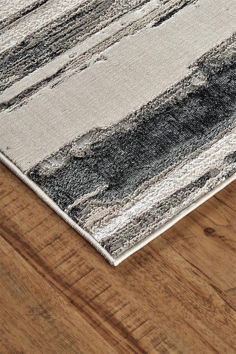 4' X 6' Black and Silver Abstract Non Skid Area Rug